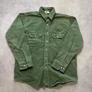 American Edition Flannel Shirt Mens XL Olive Green Made in USA Workwear 90s